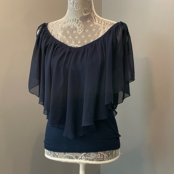 Joyce Leslie Navy Blouse - Picture 1 of 10